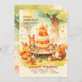 Invitation Fête d'anniversaire des animaux forestiers (Devant / Derrière)