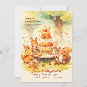 Invitation Fête d'anniversaire des animaux forestiers
