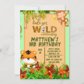 Invitation Fête d'anniversaire des animaux Safari Wild (Devant)