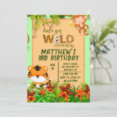 Invitation Fête d'anniversaire des animaux Safari Wild (Debout devant)