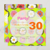 Invitation Fête d'anniversaire des années 60 Super (Devant / Derrière)