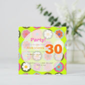 Invitation Fête d'anniversaire des années 60 Super (Debout devant)