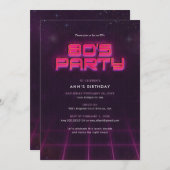 Invitation fête d'anniversaire des années 80 (Devant / Derrière)