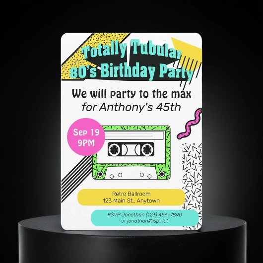 Invitation Fête d'anniversaire des années 80