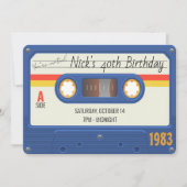 Invitation Fête d'anniversaire des années 80, bande de casset (Devant)