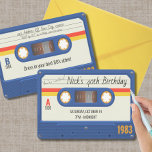 Invitation Fête d'anniversaire des années 80, bande de casset<br><div class="desc">Invitation vos invités à une explosion du parti passé avec cette invitation d'anniversaire de cassettes rétro. Les détails de la fête sont à la fois sur le devant et à l'arrière de l'invitation qui est fait pour avoir l'air de tenir une cassette. Tous les détails sont facilement modifiables avec le...</div>