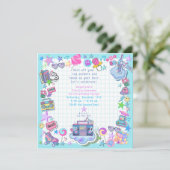 Invitation fête d'anniversaire des années 80 rétro (Debout devant)