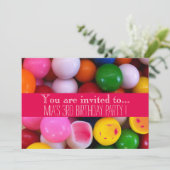 Invitation Fête d'anniversaire des boules de gomme à bonbons (Debout devant)