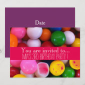Invitation Fête d'anniversaire des boules de gomme à bonbons (Devant / Derrière)