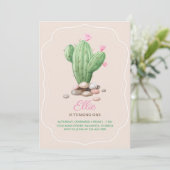 Invitation Fête d'anniversaire des Cactus beiges à la crème m (Debout devant)