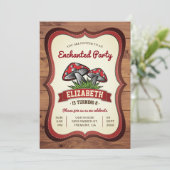 Invitation Fête d'anniversaire des champignons forestiers enc (Debout devant)