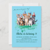 Invitation Fête d'anniversaire des chats, Filles et Enfants B (Devant)