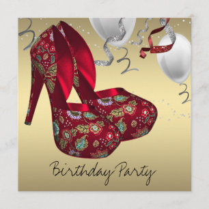 Invitation Fête d'anniversaire des chaussures Red Gold High H