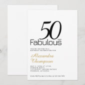 Invitation Fête d'anniversaire des cinquante ans Black Gold F (Devant / Derrière)