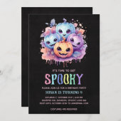 Invitation Fête d'anniversaire des Citrouilles de Kawaii (Devant / Derrière)