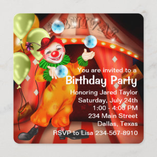 Invitation Fête d'anniversaire des clowns du Cirque du Jongla