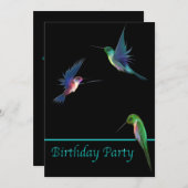 Invitation Fête d'anniversaire des colibris (Devant / Derrière)