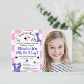 Invitation Fête d'anniversaire des échecs pour les filles ave (Debout devant)