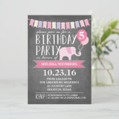 Invitation Fête d'anniversaire des éléphants d'âge personnali (Debout devant)