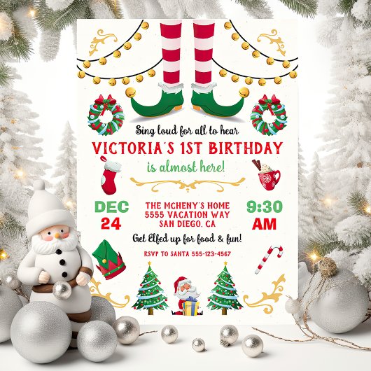 Invitation Fête d'anniversaire des elfes de Noël