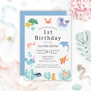 Invitation Fête d'anniversaire des enfants 1ère année Animaux