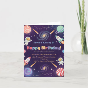 Invitation Fête d'anniversaire des enfants astronautes dans l