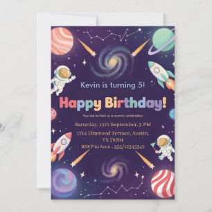 Invitation Fête d'anniversaire des enfants astronautes dans l