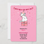 Invitation Fête d'anniversaire des enfants au chat rose (Devant)