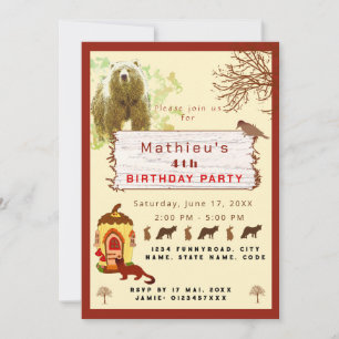 Invitation Fête d'anniversaire des enfants avec des animaux e