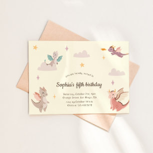 Invitation Fête d'anniversaire des enfants avec des dragons p