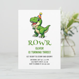 Invitation Fête d'anniversaire des enfants avec un joli dinos