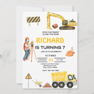 Invitation Fête d'anniversaire des enfants Camion à benne Con