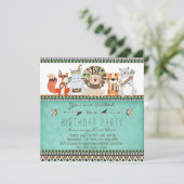 Invitation Fête d'anniversaire des enfants d'animaux tribaux  (Debout devant)