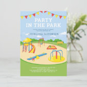 Invitation Fête d'anniversaire des enfants dans l'aire de jeu (Debout devant)