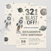 Invitation Fête d'anniversaire des enfants dans l'espace extr (Devant / Derrière)
