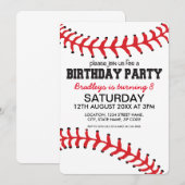 Invitation Fête d'anniversaire des enfants de baseball (Devant / Derrière)