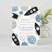 Invitation Fête d'anniversaire des enfants d'espace (Debout devant)