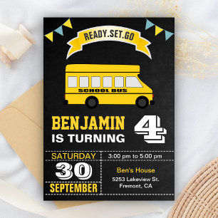 Invitation Fête d'anniversaire des enfants du bus scolaire ja