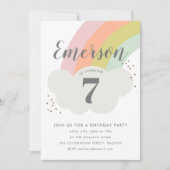 Invitation Fête d'anniversaire des enfants du nuage arc-en-ci (Devant)