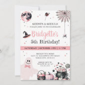 Invitation Fête d'anniversaire des enfants fantômes roses (Devant)