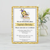 Invitation Fête d'anniversaire des enfants Little Bumble Bee  (Debout devant)