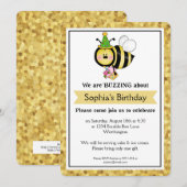 Invitation Fête d'anniversaire des enfants Little Bumble Bee  (Devant / Derrière)