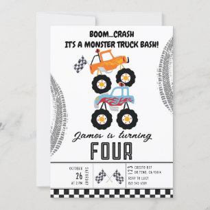 Invitation Fête d'anniversaire des Enfants Monster Trucks