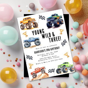 Invitation Fête d'anniversaire des Enfants Monster Trucks