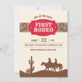 Invitation Fête d'anniversaire des enfants Rodeo Red Western (Devant)