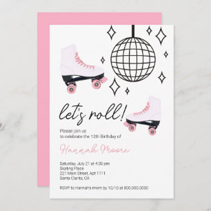 Invitation Fête d'anniversaire des enfants Roll Roller Skate