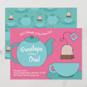 Invitation Fête d'anniversaire des enfants Tea Party à 1 an