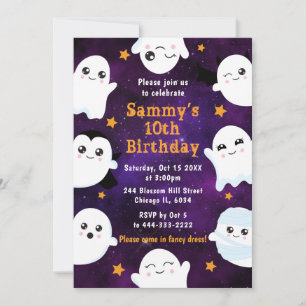Invitation Fête d'anniversaire des fantômes d'Halloween Boo