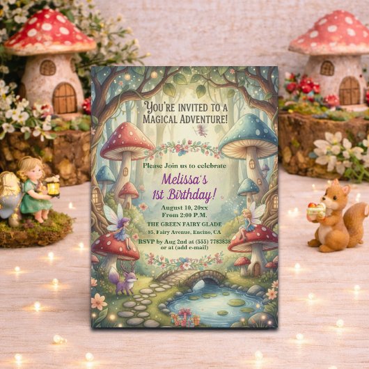 Invitation Fête d'anniversaire des fées de la forêt enchantée