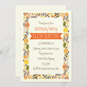 Invitation Fête d'anniversaire des femmes à la frontière fleu (Devant / Derrière)